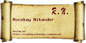 Rocskay Nikander névjegykártya